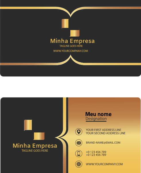 Cartão Empresarial Preto e Dourado