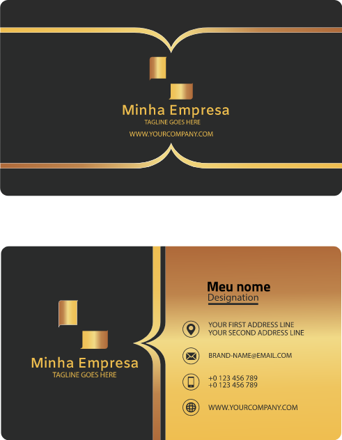 Cartão Empresarial Preto e Dourado